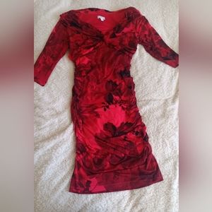 Ruched Black and Red Dress